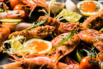 shrimps on stone plate