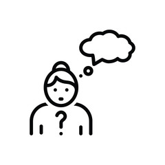 Black line icon for thought