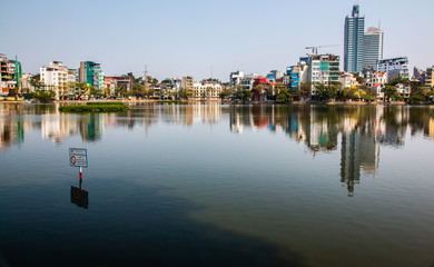 Fototapeta premium West Lake view and Hanoi cityscape, Vietnam