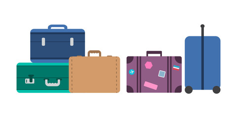 Set of Travelers vintage suitcases. Luggage concept.