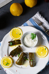Dolmades - stuffed grape leaves the Greek way
