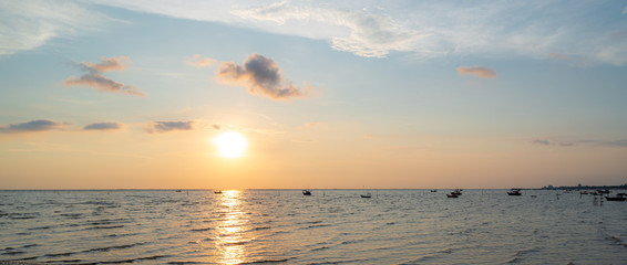 sunset at the beach panoramic banner background
