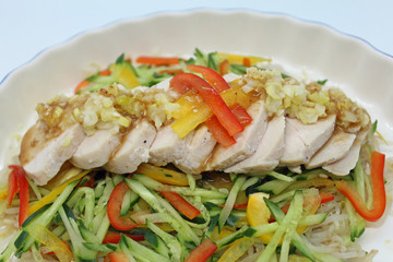 蒸し鶏のサラダ風