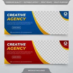 set of minimalist business banner template design 