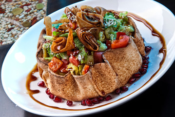Traditional Middle eastern salad fatush.