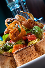 Traditional Middle eastern salad fatush.