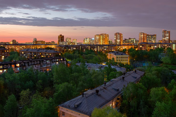 Sunrise/ sunset view of Moscow, Russia.