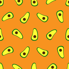 Seamless pattern with avocado. Vector flat illustration.