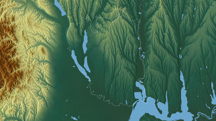 Galați, Romania - outlined. Relief