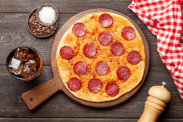 Tasty homemade pizza with pepperoni
