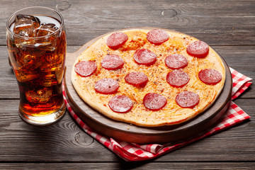 Tasty homemade pizza with pepperoni