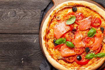 Various tasty homemade pizza