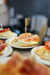 Cooked pastry with bacon on the bread 