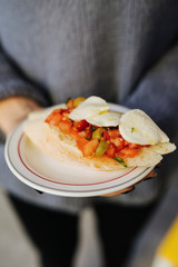 Mozzarella and tomatoes on the snack