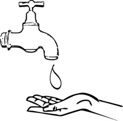 hand washing, vector image black and white icon