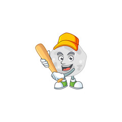 Obraz premium cartoon design concept of fibrobacteres playing baseball with stick