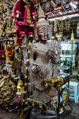 Traditional handicraft puppets are sold in a market at Mandalay, Myanmar.