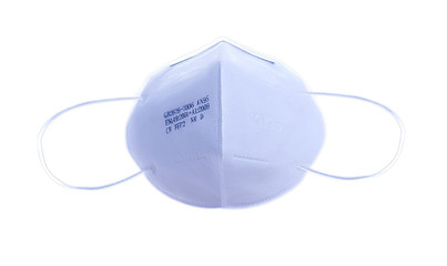 Isolated photo of n95 masks over a white background