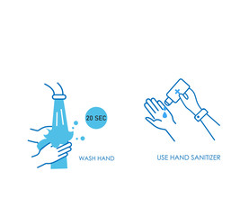 Wash hand icon.wash your hand 20 second .use hand sanitizer icon.cleaning and personal hygiene concept icon.