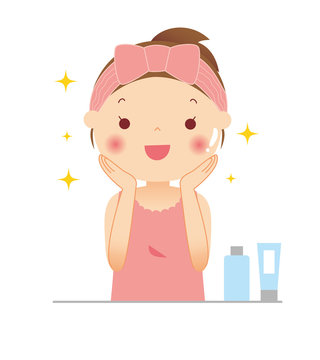 お肌ツルツルの女性　イラスト