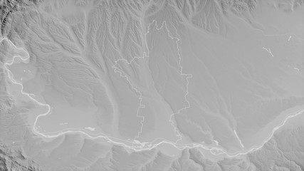 Olt, Romania - outlined. Grayscale