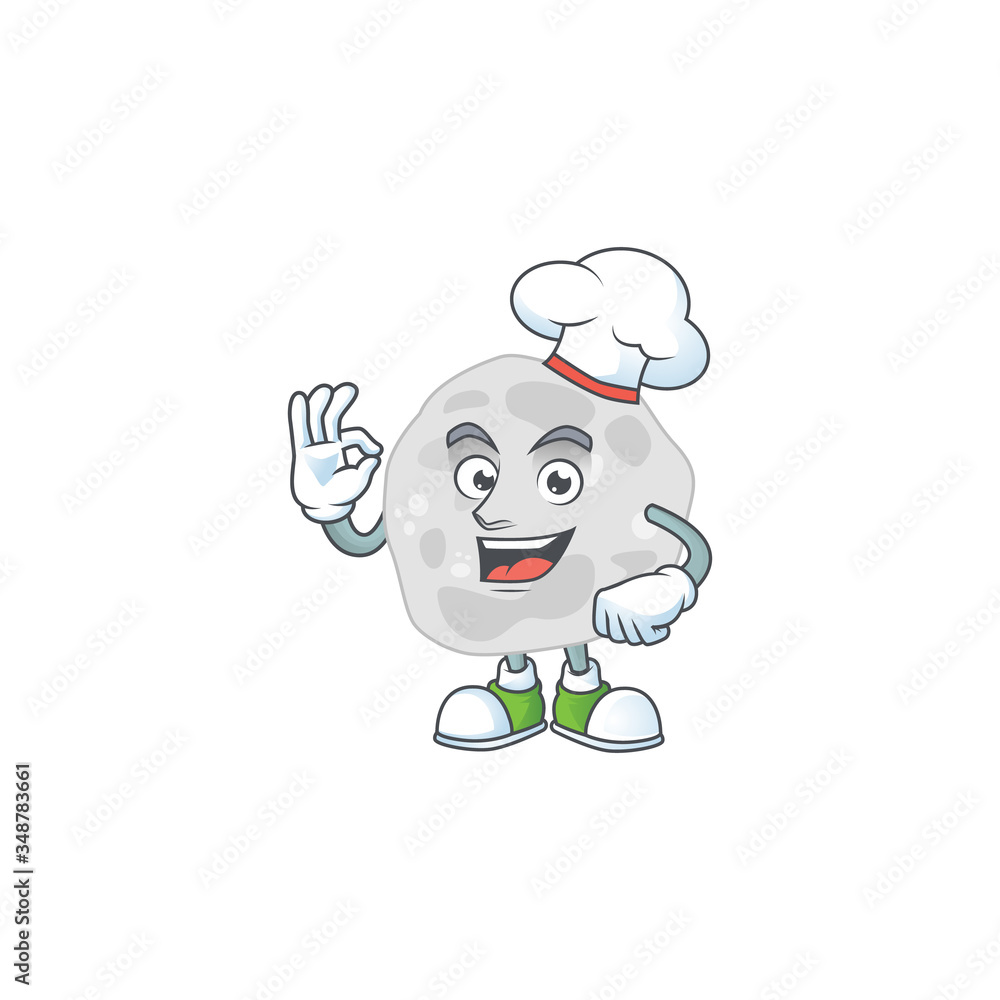 Wall mural fibrobacteres chef cartoon drawing concept proudly wearing white hat