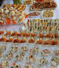 sandwiches stuffed with salads during the wedding reception part