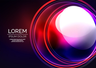 Glowing neon shiny transparent bubbles, glass circles or bio cell concept. Techno futuristic vector abstract background For Wallpaper, Banner, Background, Card, Book Illustration, landing page