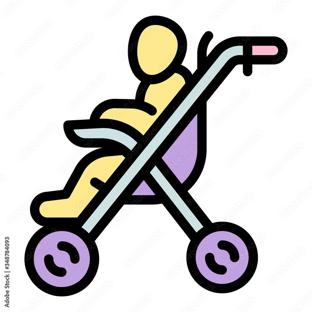 Poster stroller pram icon. outline stroller pram vector icon for web design isolated on white background
