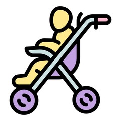 Stroller pram icon. Outline stroller pram vector icon for web design isolated on white background