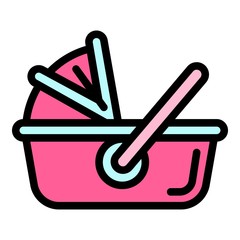 Travel baby pram icon. Outline travel baby pram vector icon for web design isolated on white background