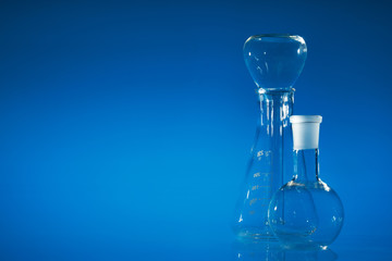 Chemical vessels. Glass flasks. Laboratory utensil.