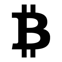 Bitcoin cryptocurrency black icon vector illustration isolated on white background