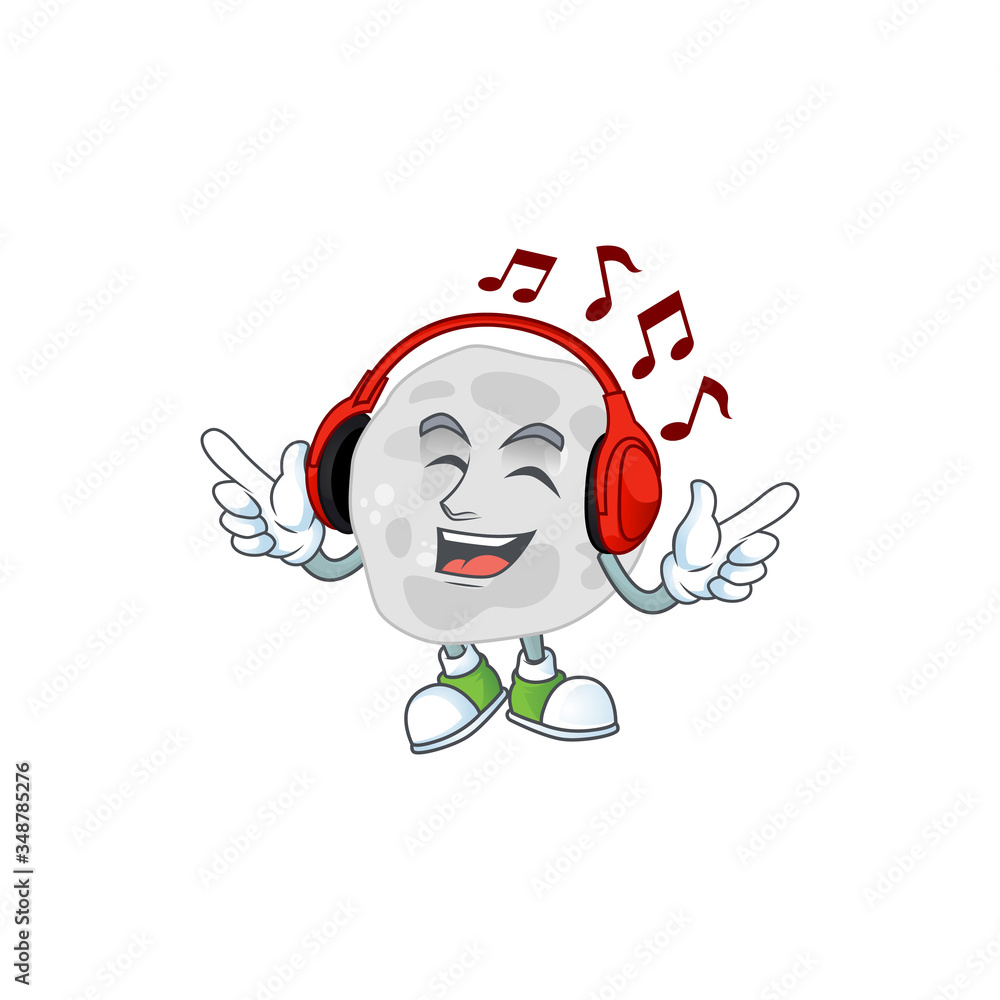 Canvas Prints Cartoon drawing design of fibrobacteres listening to the music with headset