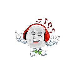 Cartoon drawing design of fibrobacteres listening to the music with headset