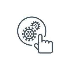 Coronavirus Covid19 disease pandemic single line icon isolated on white background. Perfect outline symbol illness virus banner. Quality design element medicine vaccine pneumonia with editable Stroke.