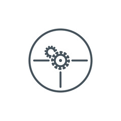 Obraz premium aim right on target shoot Coronavirus single line icon isolated on white. Perfect outline symbol precision Covid 19 pandemic banner. high Quality design element aim cross with editable Stroke
