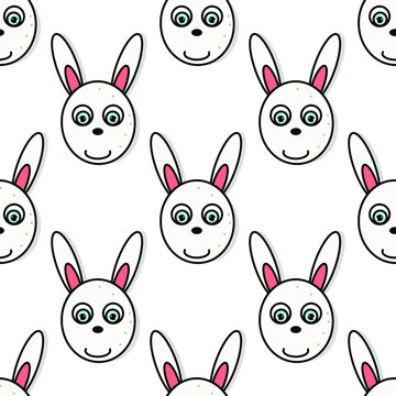 Seamless pattern of bunny face vector illustration. Seamless background, illustration of bunny smiling face, texture for web, textile, print