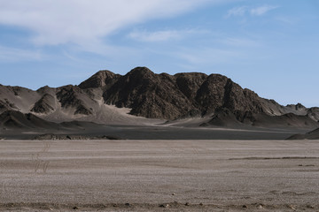 Barren mountains on rocky desert landscape