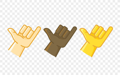 Different color hand gesture comic style vector icon