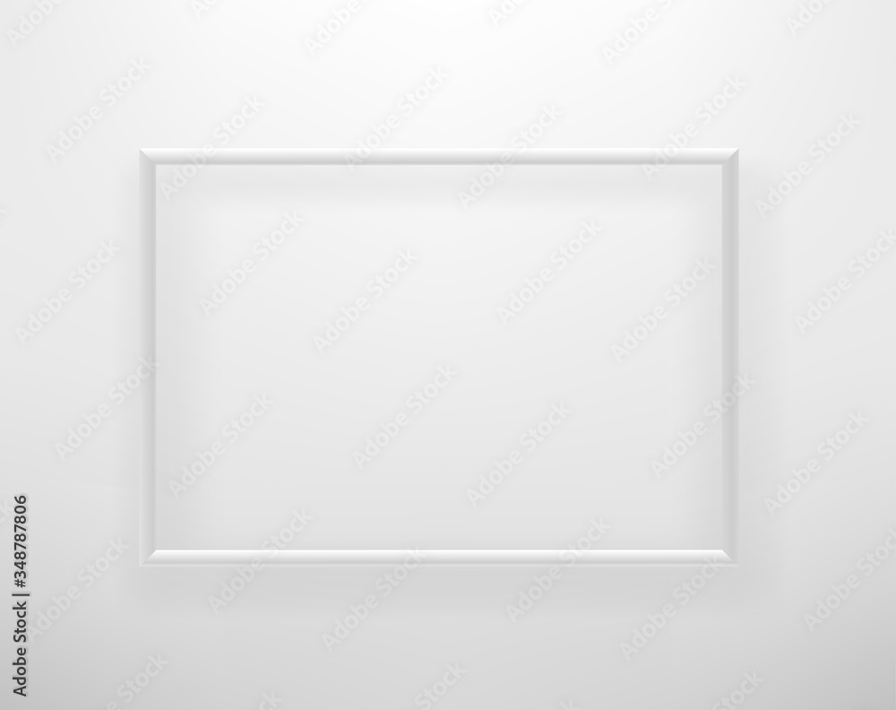Poster empty white frame with on white wall