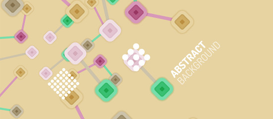 Abstract square dot connections, flat style multicolored geometric background for Wallpaper, Banner, Background, Card, Book Illustration, landing page or poster design