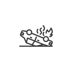 Overturned car line icon. linear style sign for mobile concept and web design. Car accident outline vector icon. Auto insurance symbol, logo illustration. Vector graphics