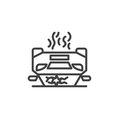 Crashed Car line icon. Overturned Vehicle linear style sign for mobile concept and web design. Car upside down outline vector icon. Symbol, logo illustration. Vector graphics