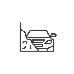 Car accident insurance line icon. linear style sign for mobile concept and web design. Car crash in a mountain road outline vector icon. Symbol, logo illustration. Vector graphics
