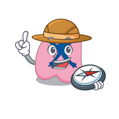 mascot design concept of lung explorer using a compass in the forest