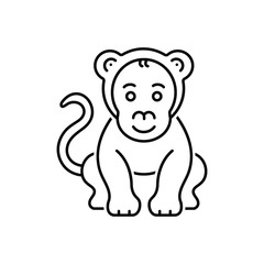 Black line icon for monkey