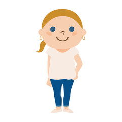 Obraz premium にこやかな金髪の若い女性のイラスト。