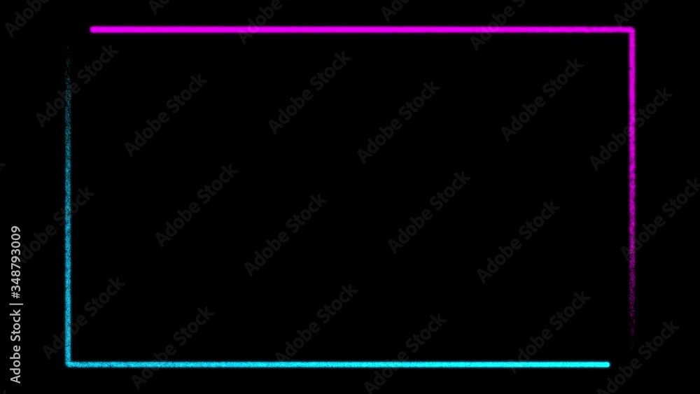 Poster neon border rectangular background in pink and blue - seamless animation loop