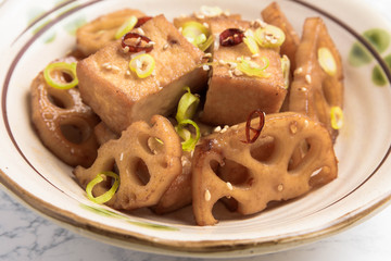 厚揚げとレンコンの照り焼き